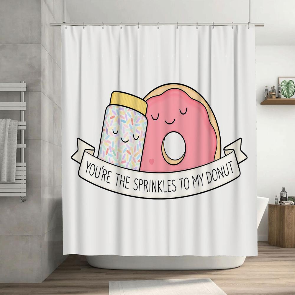 Donut Shower Curtain Cute Foodie Decor Kitchen Bathroom Washable Fabric Panel Home Sweet Home Aesthetic Dorm Room Gift