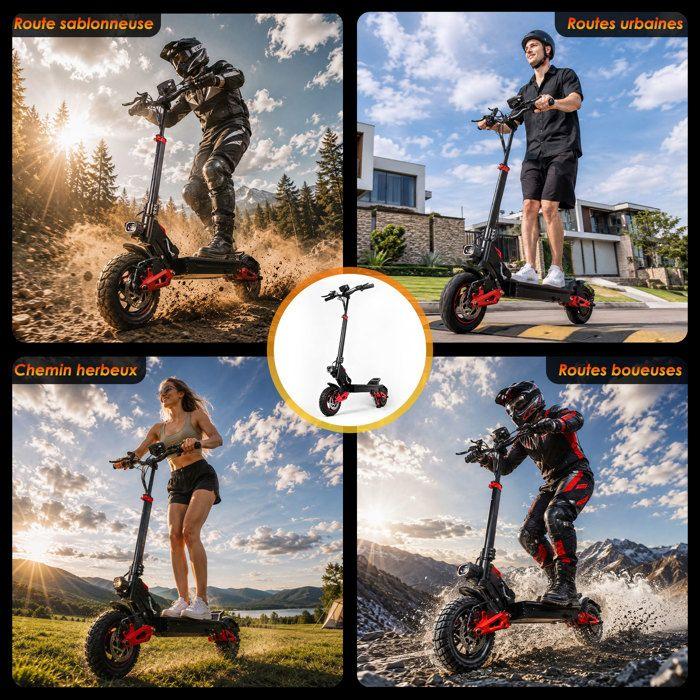 FREEBOY J15MAX Trottinette Électrique 1600W 11"Pneus Tout‑Terrain Speed 50 km/h Autonomie 45‑50 km Freins à Disque Suspension Double
