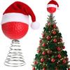 Rugby Christmas Tree Topper with Santa Hat Spring Base Bouncing Sports Ornament Fun Desk Decor for Holiday Parties Valentine's Day Gifts