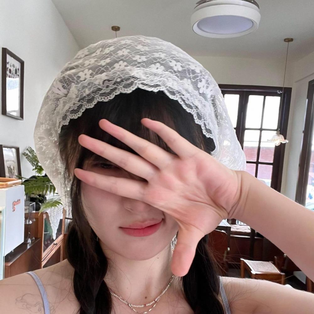 Turban Lace Hair Scarf Wraps Flower Triangle Scarf Sweet Lace Triangle Bandana Photography