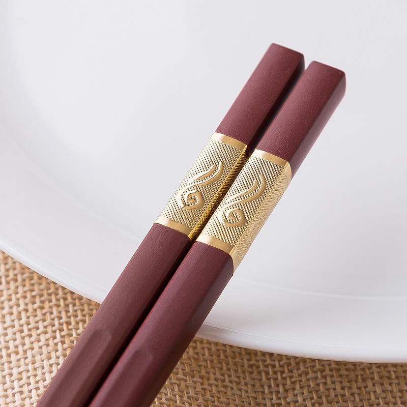 1 пара палочек для еды, бытовые палочки из красного сплава для еды, палочки для еды для свадьбы, банкета, вечеринки, китайские корейские палочки для еды, посуда