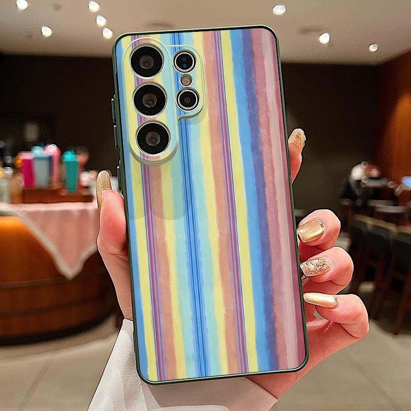 Чехол-полоска радужного цвета для Samsung S26 Ultra S25 FE S24 S24 Plus A57 A37 A17 A56 A36 A16 A55 A35 A15 A54 5G Магнитный Гибридный ТПУ+ПК Матовый Чехол