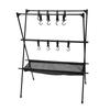 Camping Cookware Hanging Rack with Mesh and Hook Multilayer Collapsible Space Saving Camping Tools