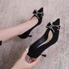 2025 Новые однобортные туфли для женщин Весна и лето Сексуальные заостренные черные женские туфли со стразами на тонком каблуке Высокие каблуки для женщин Zapatos Mujer
