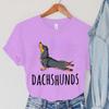 Stretching Dachshunds Women Short Sleeve Graphic T-shirt Summer Harajuku Hip Hop Dog Clothing Women Fashion Dachshunds T-Shirts