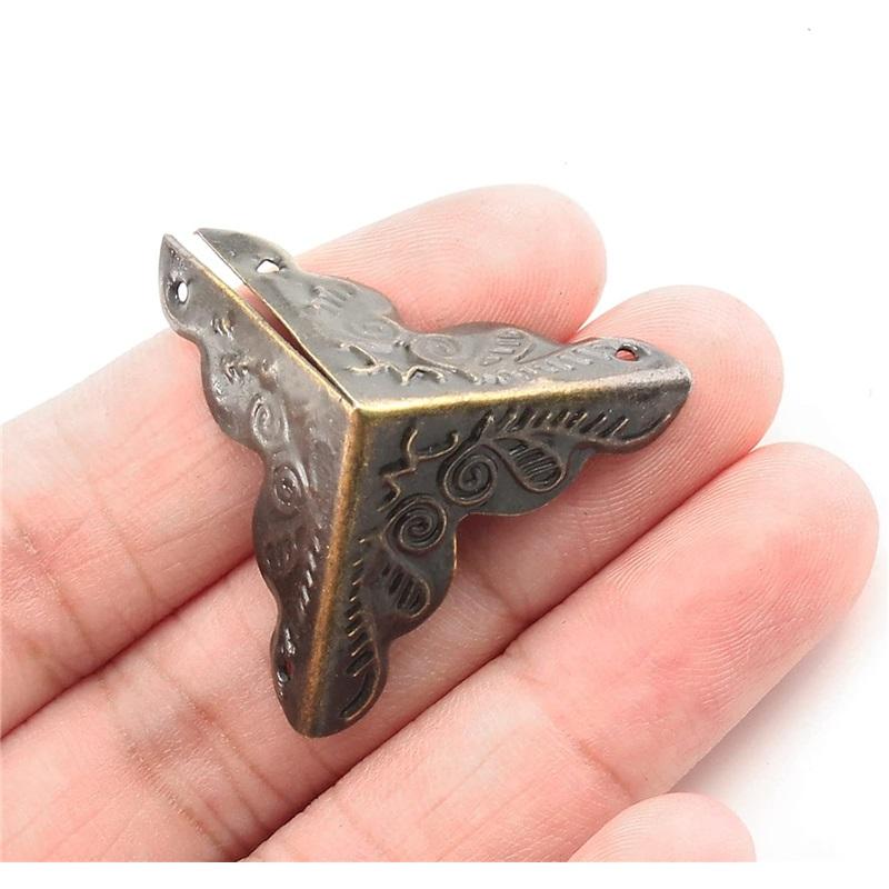 Защитный уголок для ящика для яиц 20 шт., антикварный латунный треугольный уголок из ротанга, резной деревянный чехол для защиты краев