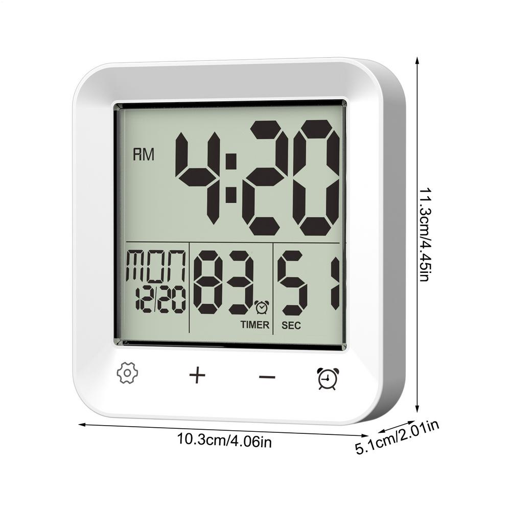 Bathroom Waterproof Shower Timer 12/24-hour Time Clock Date Week Digital Temperature Display LCD Display Screen Wall Clock Timer