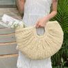 Woven Straw Bag Moon Large Capacity Purse and Handbag For Women Beach Basket Bags Fashion Travel Shoulder Shopper Totes
