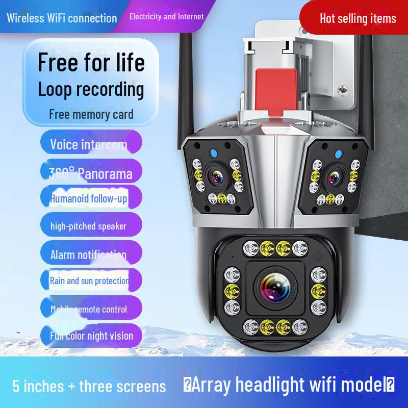 Three-Lens 360° Mobile Camera with Remote Monitoring & Intelligent Human-Shape Tracking