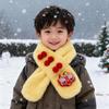 Новогодний детский шарф-бафф из искусственного кроличьего меха - Толстый, теплый, милый, унисекс, для осени и зимы