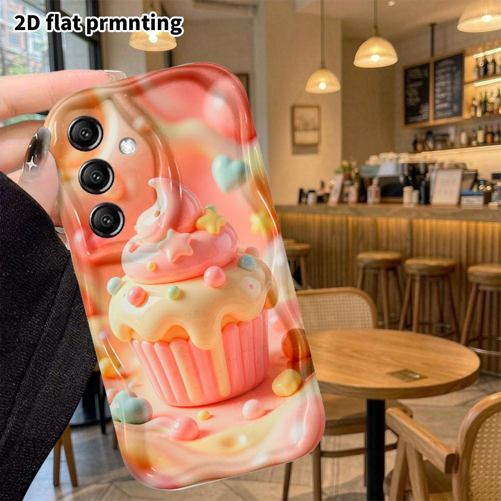 Phone case: 2D flat design suitable for Samsung Galaxy A34 A35 M05 M06 S20 S22 S21 FE Plus 5G protective case, cupcake, perfect Christmas and Hallowee