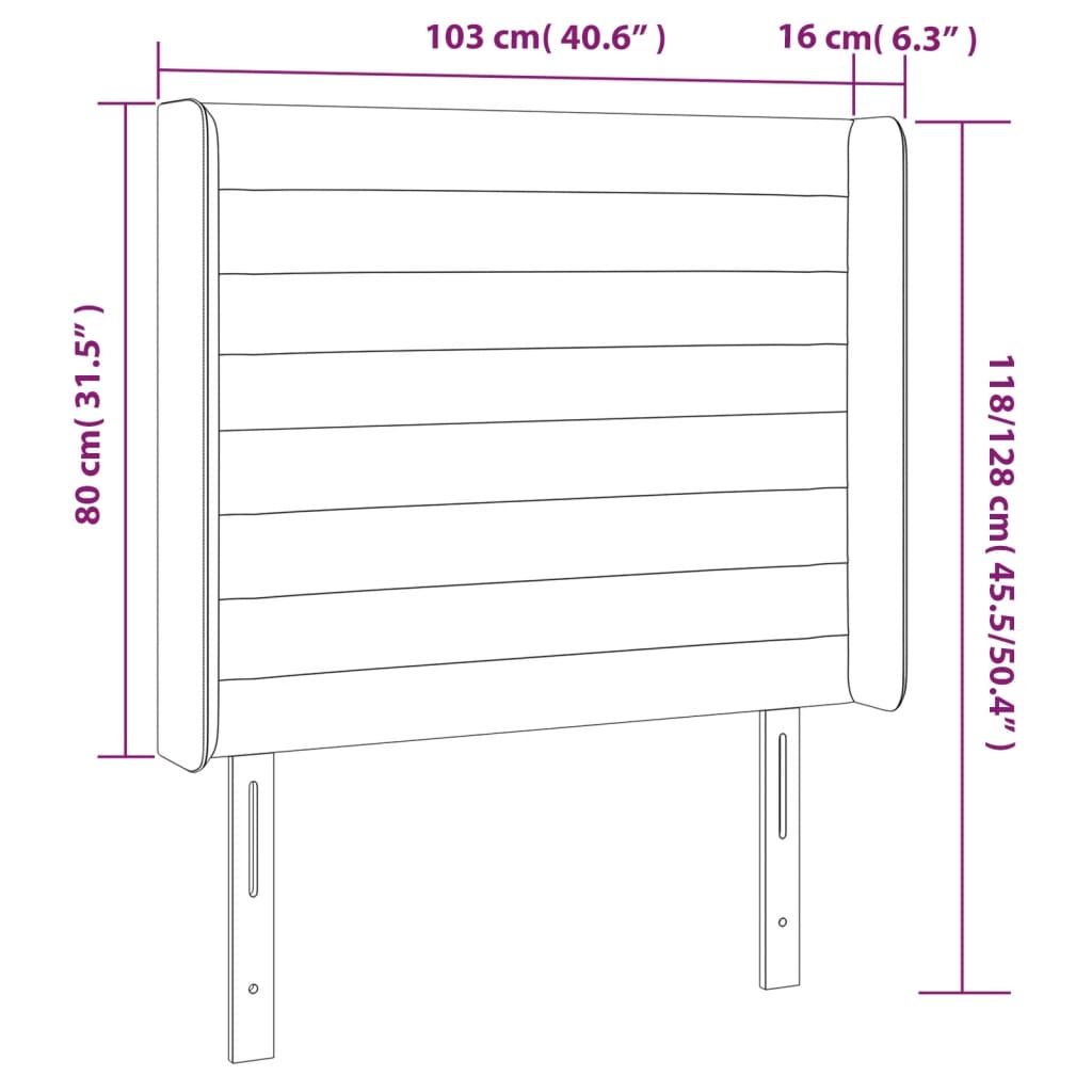 Vidaxl Zagłówek Do Łóżka Z Led, Ciemnoszary, 103X16X118/128Cm, Tkanina