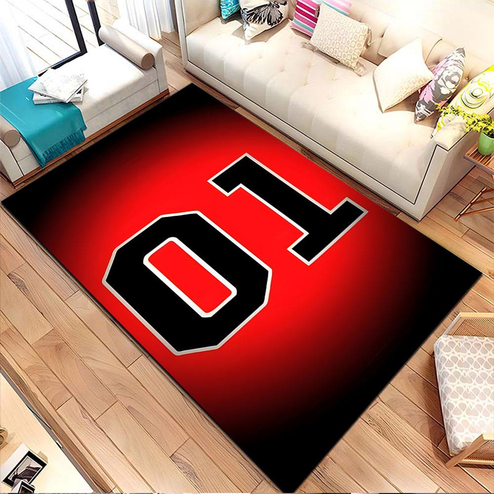 "Red and Black 01 Graphic Design" Patterned carpet, non slip mat suitable for living room and bedroom sofas