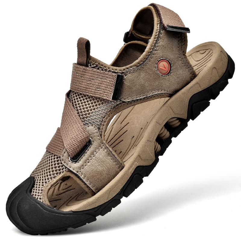 Мужские сандалии, летние, новые, для альпинизма, противоскользящие, с мягкой подошвой и износостойкой кожей, повседневные, для пляжа среднего возраста