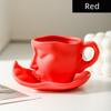 New Creative Metal Touch Facial Art Personality Ceramic Kiss Beauty Espresso Cup Valentine's Day Wedding Gift