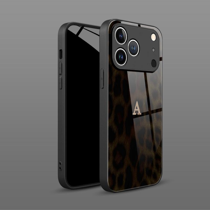 Стеклянный чехол для телефона с принтом леопарда и буквой А для iPhone 17 16 16ProMax 15 14 13 12ProMax 11 11Pro Защита от падений