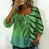 Womens Plus Size Square Neck Long Sleeve Front Button Loose Casual Versatile Daily Blouse