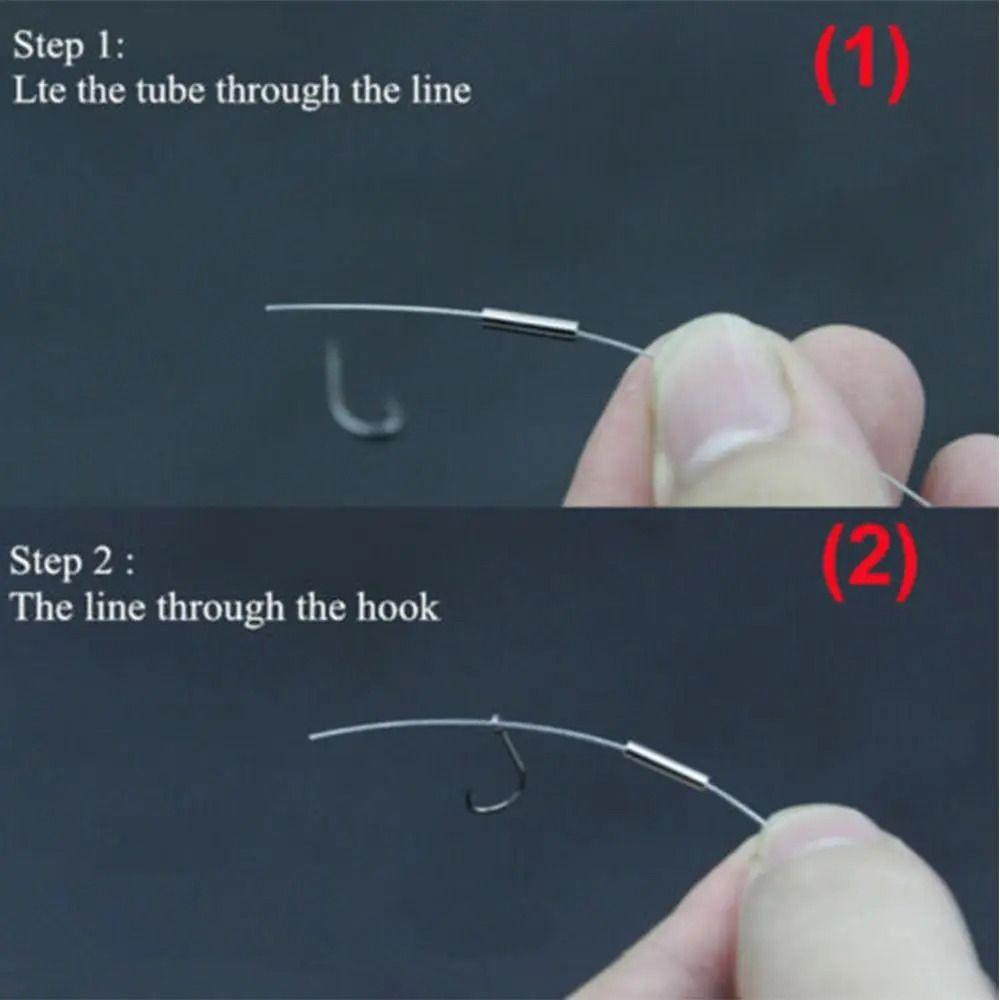 100Pcs Round Fishing Line Tube Connectors Stainless Steel Single Barrel Crimp Sleeves