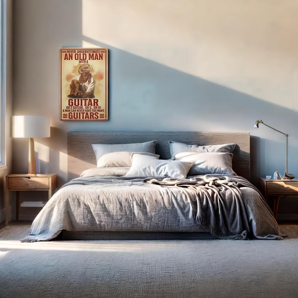 Металлическая табличка в винтажном стиле «Гитарист» - Рустикальный декор для дома для меломанов, мужской пещеры, спальни, магазина музыкальных инструментов и аудиокомнаты