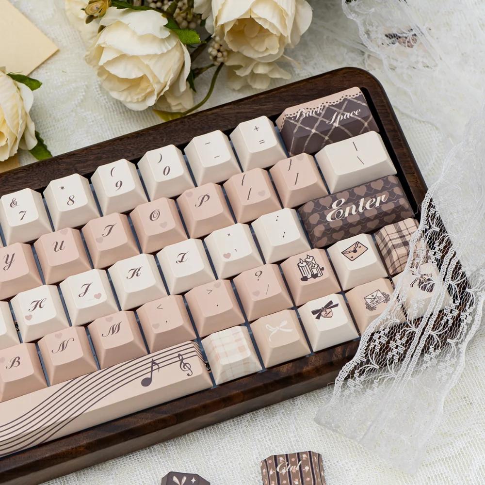 Белая Keycap Anthem Мечты Cherry PBT Пятисторонний Термосублимация Keycap 151 КЛАВИША Синий Ретро Французский Стиль Шоколадный Цвет Keycaps