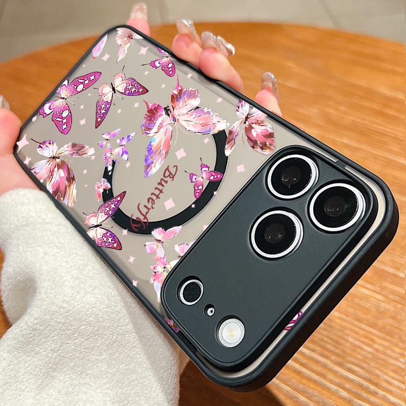 Фантастический чехол с принтом бабочки для iPhone 17 18 Pro Max Гибридный чехол из ТПУ+ПК с магнитом для iPhone 16 15 14 13 Pro Max 17E