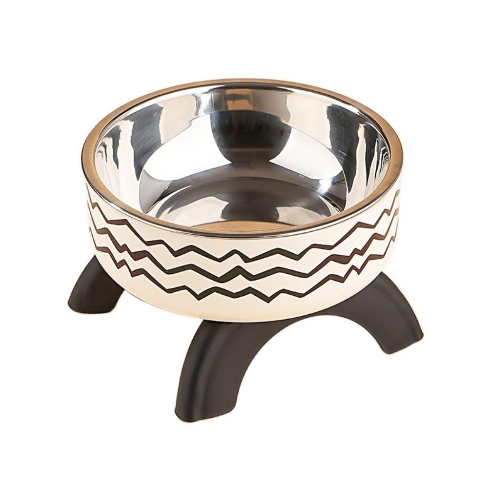 Миска для домашних животных из нержавеющей стали на высоких ножках, миски для кошек с мультяшным принтом, приподнятые миски для кошек и собак