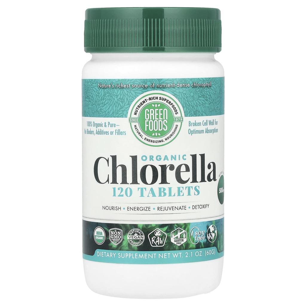 Green Foods, Organic Chlorella, 500 Mg, 120 Tablets