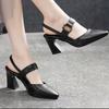 Spring and Summer Footwear Plus Size Sandals with Square Head, Horseshoe Heels and High Heels