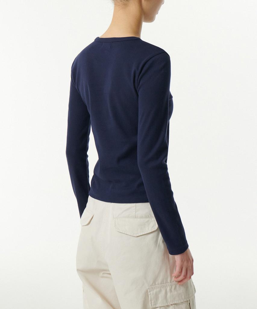 MUSINSA STANDARD WOMAN Women'S Slim Crew Neck Long Sleeve T-Shirt [Navy]