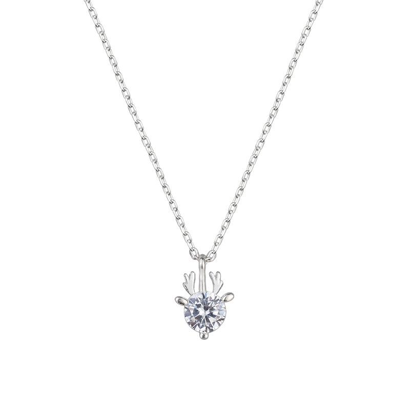 Elk Horn Necklace: Japanese & Korean Style, Women's Zircon Clavicle Chain, Christmas Fashion Jewelry