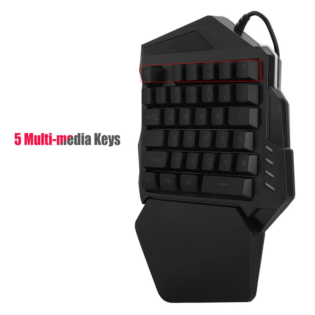 HXSJ Single Hand Membrane Keycap Gaming Keyboard 35 Keys Single Hand Keypad with FN Keys