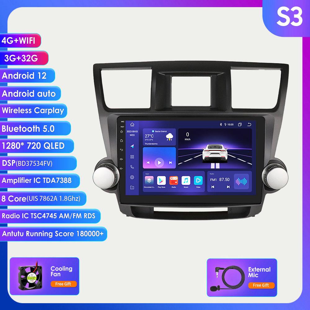 2 Din Android 12 автомобильное радио для Toyota Highlander Kluger 2 XU40 2007-2013 Navi GPS мультимедиа 4G интеллектуальный экран видеоплеер авто стерео Carplay