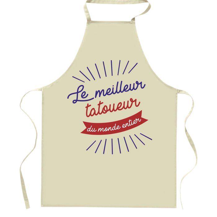 Tablier de cuisine - Planetee - Motif Tatoueur «Meilleur du Monde entier» - Coton - Impression France