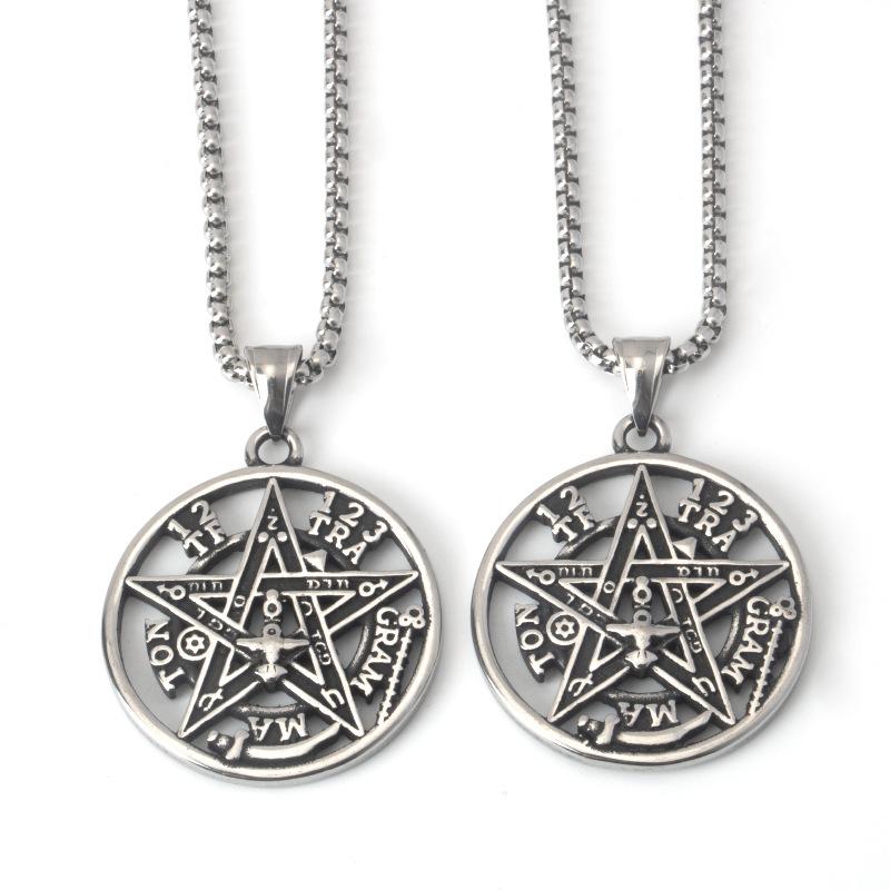 Индивидуальное ожерелье из тибетской нержавеющей стали 316L с пятиконечной звездой и пентаграммой в форме тетраграмматона для женщин или мужчин