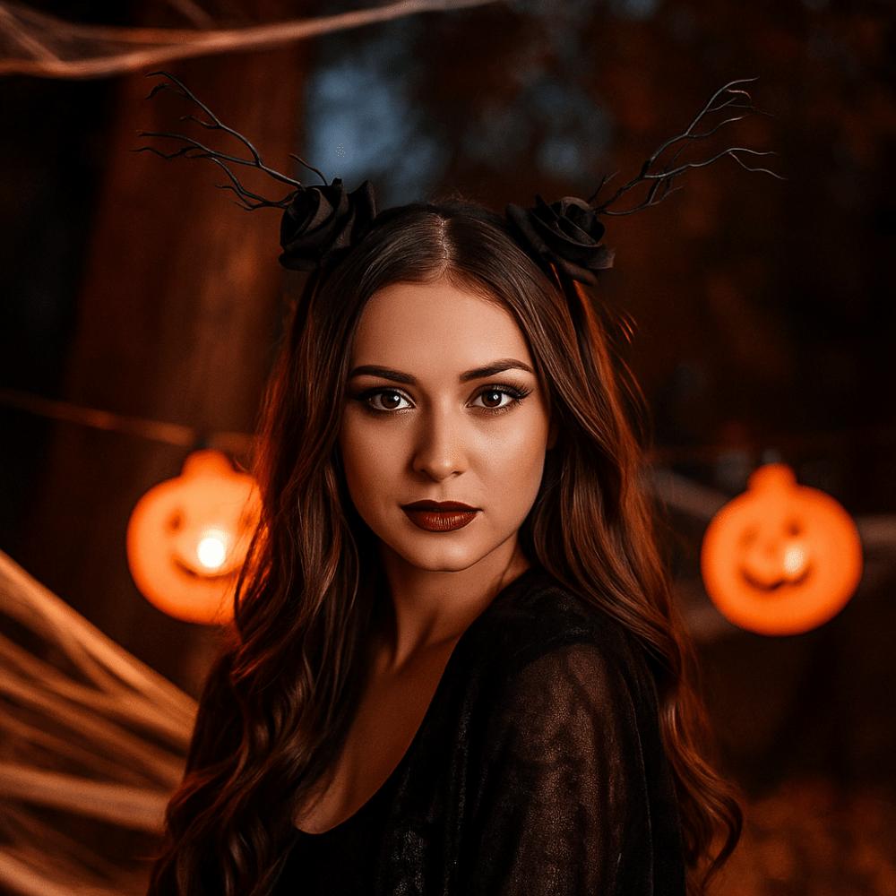 Skull Halloween Headband Bat Halloween Flower Crown Branch Hair Hoop  Costume Party Accessories