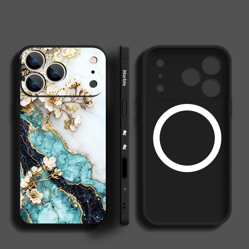 Роскошный чехол с узором под песчаник и мрамор для iPhone 16 Pro Max, магнитный, для Magsafe, мягкая крышка для iPhone 17 15 14 13 Pro Max 17E 16E