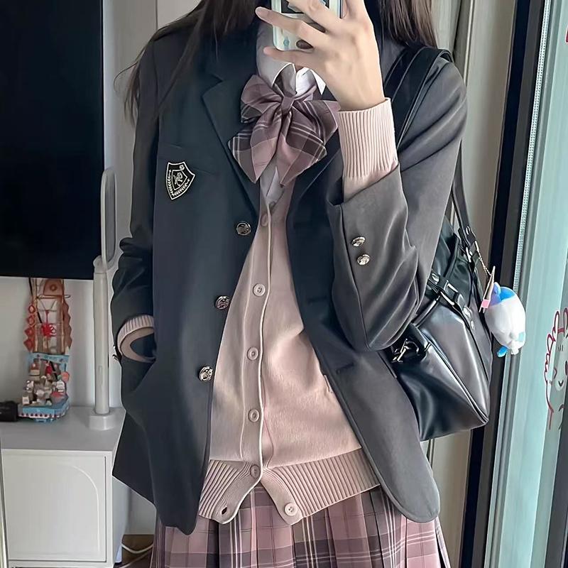 Весенний школьный женский преппи блейзер в клетку винтажный Y2k наряд