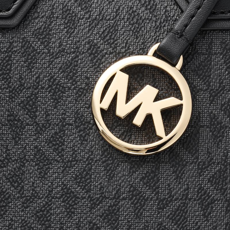 Michael Kors Mk Mercer Классический кулон с логотипом Золотая бирка Сумка-тоут из кожи pebble Женская сумка-тоут Черная 35T1GM9C0I-BLACK