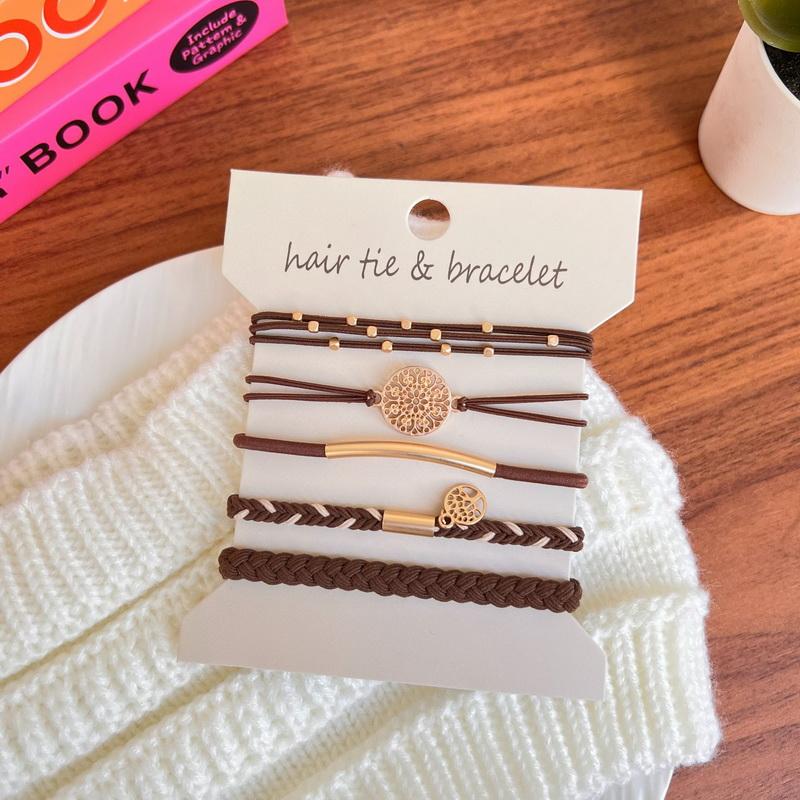 12 шт. Бохо браслет резинки для волос для женщин эластичные резинки для волос для девочек черный браслет веревка для волос держатель для хвостика повязки для волос