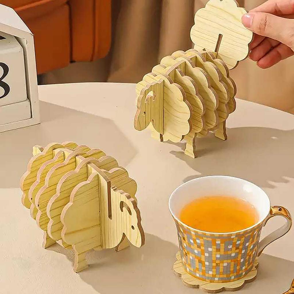 Sheep-Shaped Wooden Heat Insulation Mat Creative Anti-Scald Table Decoration For Home
