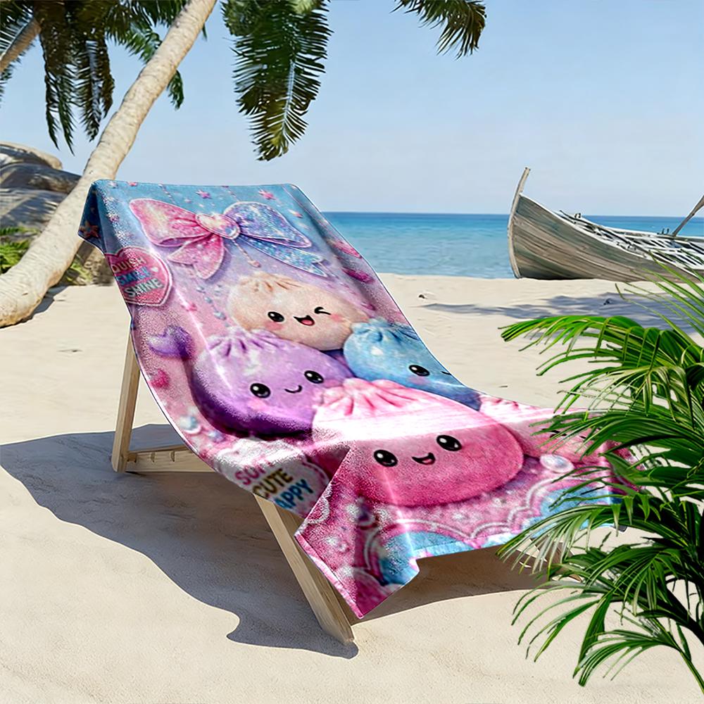 Cute Kawaii Dumplings with Pastel Colors Beach towel quick-drying for travel outdoor sports jogging beach and swimming