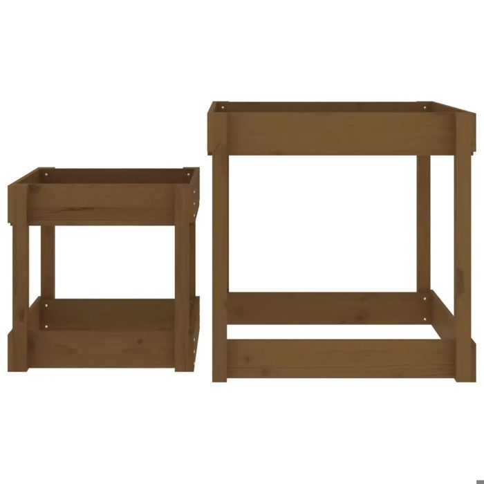 Sand Table - vidaXL - 2 Tables In Solid Pine Wood - Honey Brown - Outdoor - Children
