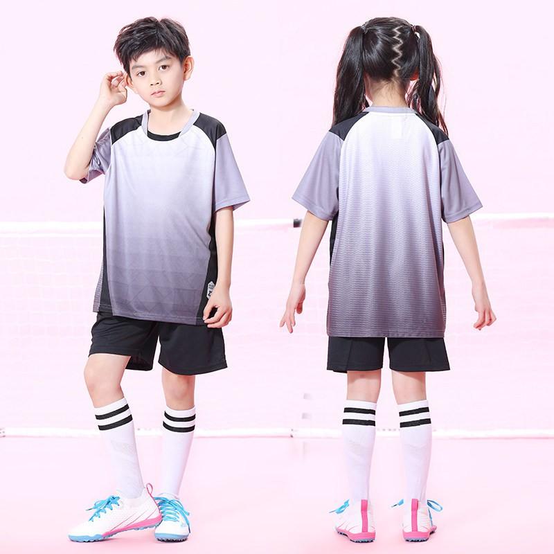 Kids Soccer Uniform Set Quick Dry Breathable Training Match Jersey Short Sleeve Sportswear Boys Girls