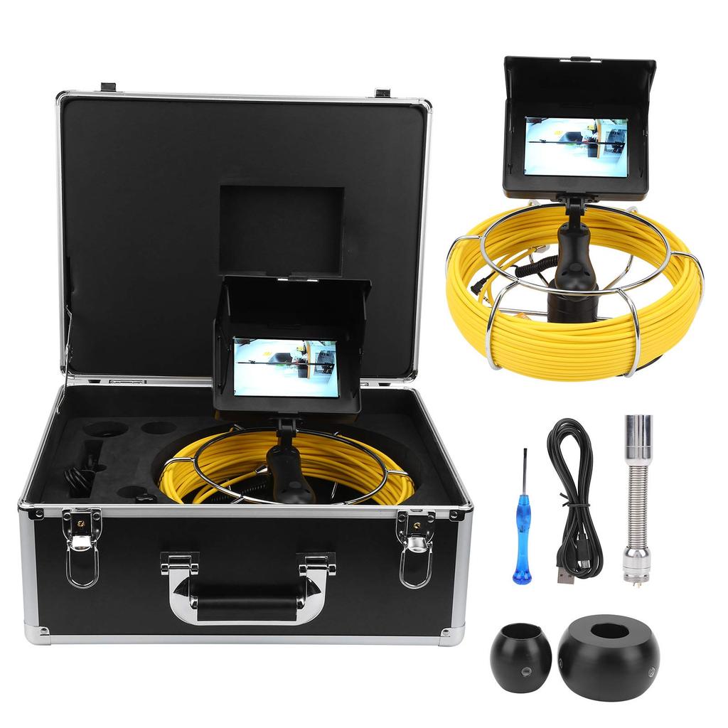 Fafeicy Wireless 17mm IP68 Waterproof Handheld Industrial Pipe and Sewer Inspection Video Camera with 8 LED Lights Endoscope, 5-inch (F5P17-20M)