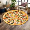 Colorful Vegetable Pizza Design Print Round Rug, Living Room, Bedroom, Playroom Carpet, Non Slip Floor Mat, Gift