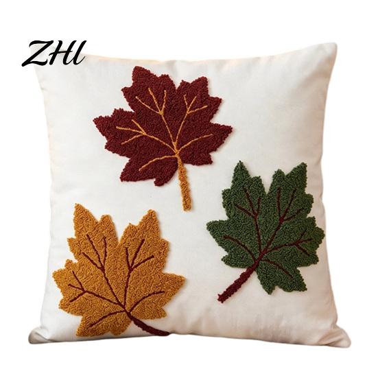 Fall Theme Decorative Pillow Cover Maple Leaf Cushion Cover, Acorn Throw Sofa 18x18 Inches Farmhouse Case for Autumn Home Decor Skin Friendly Shells