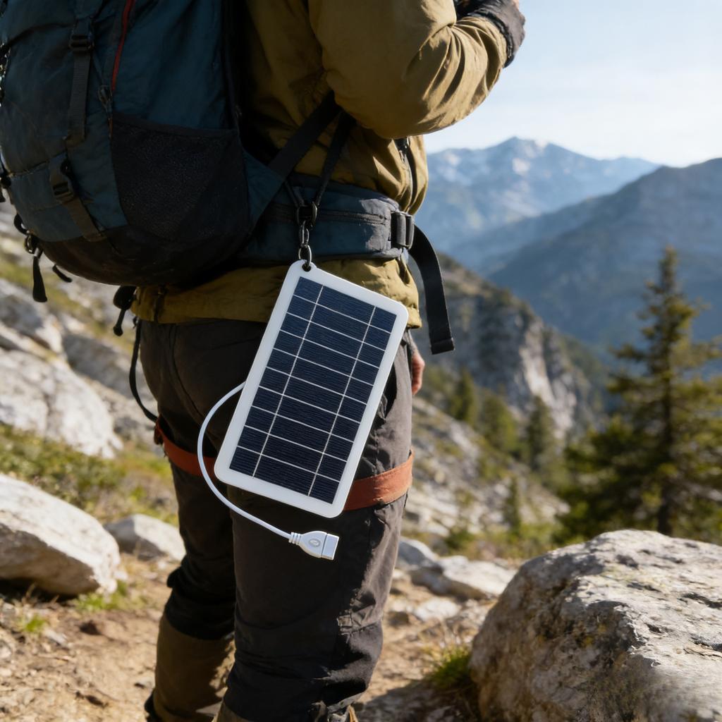 5V 5W Solar Panel with USB Port Waterproof Portable Charger for Mobile Phones Camping Hiking Backpacking Outdoor Emergency Power