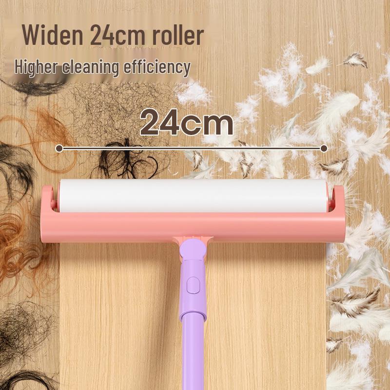 Long-Handled Lint Roller Brush for Hair Removal with Tearable Paper
