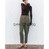 Spring New Women's Clothing Commute Leisure Multi-Color Matching Belt High Waist and Ankle Elegant Pleated Pants 9929022