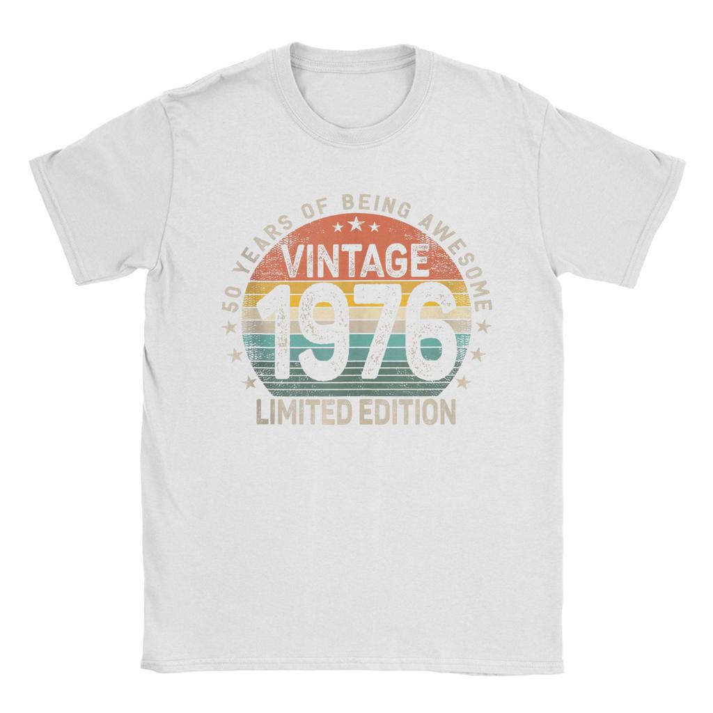 50 Years Old 1976 Vintage 50th Birthday Unisexs T Shirts Awesome Tee Shirt Short Sleeve Round Collar TShirts Cotton Adult Tops